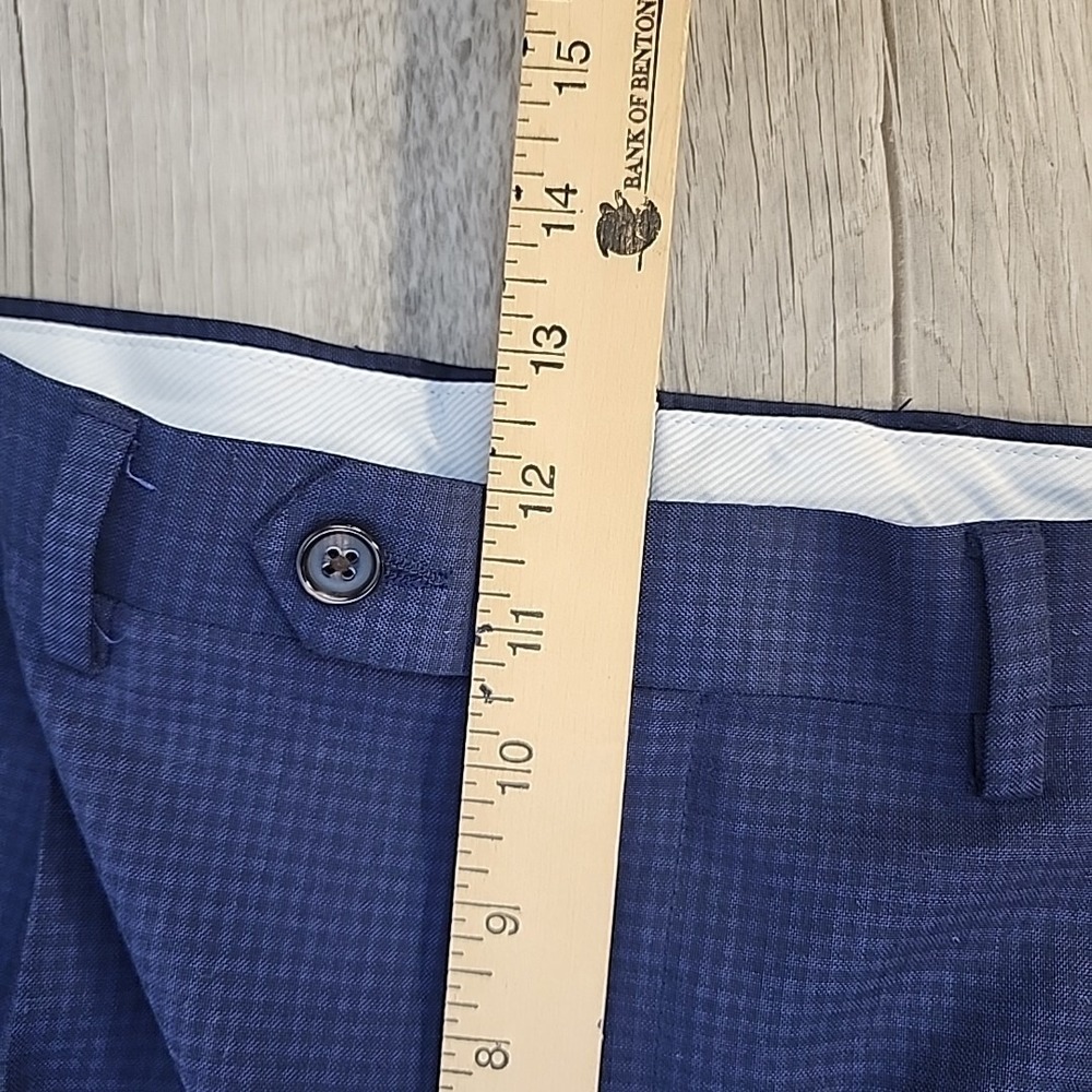 Ralph Lauren Mens Blue Micro Check Pleated Dress Pants 36 x 32 Stretch Trousers - Picture 13 of 13